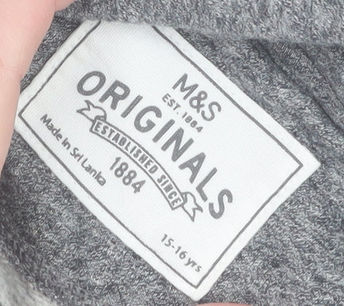 Marks and Spencer Boys Grey Fleece Pullover Hoodie 15-16 Years