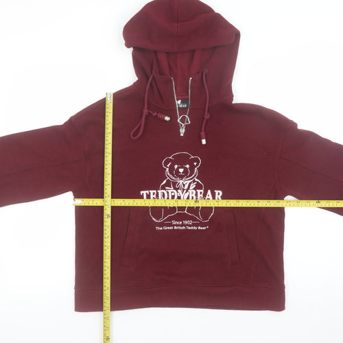 The Great British Teddy Bear Burgundy Hoodie Womens M Pullover Fleece