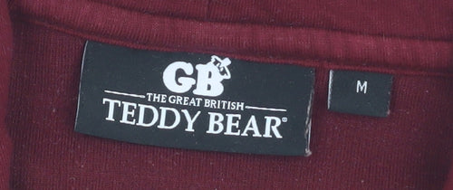 The Great British Teddy Bear Burgundy Hoodie Womens M Pullover Fleece