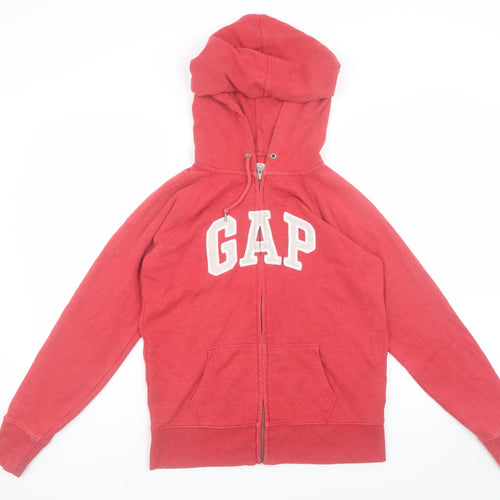 GAP Men's Red Hooded Full Zip Cotton Blend Jacket Size M