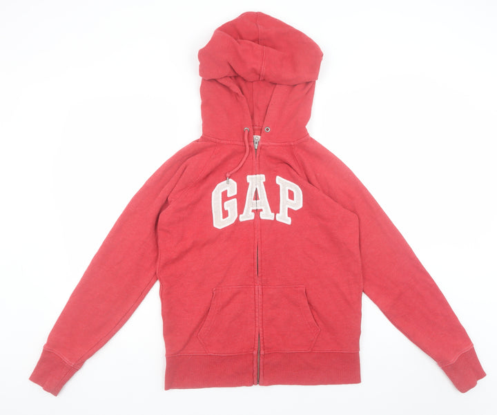 GAP Men's Red Hooded Full Zip Cotton Blend Jacket Size M