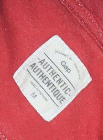 GAP Men's Red Hooded Full Zip Cotton Blend Jacket Size M