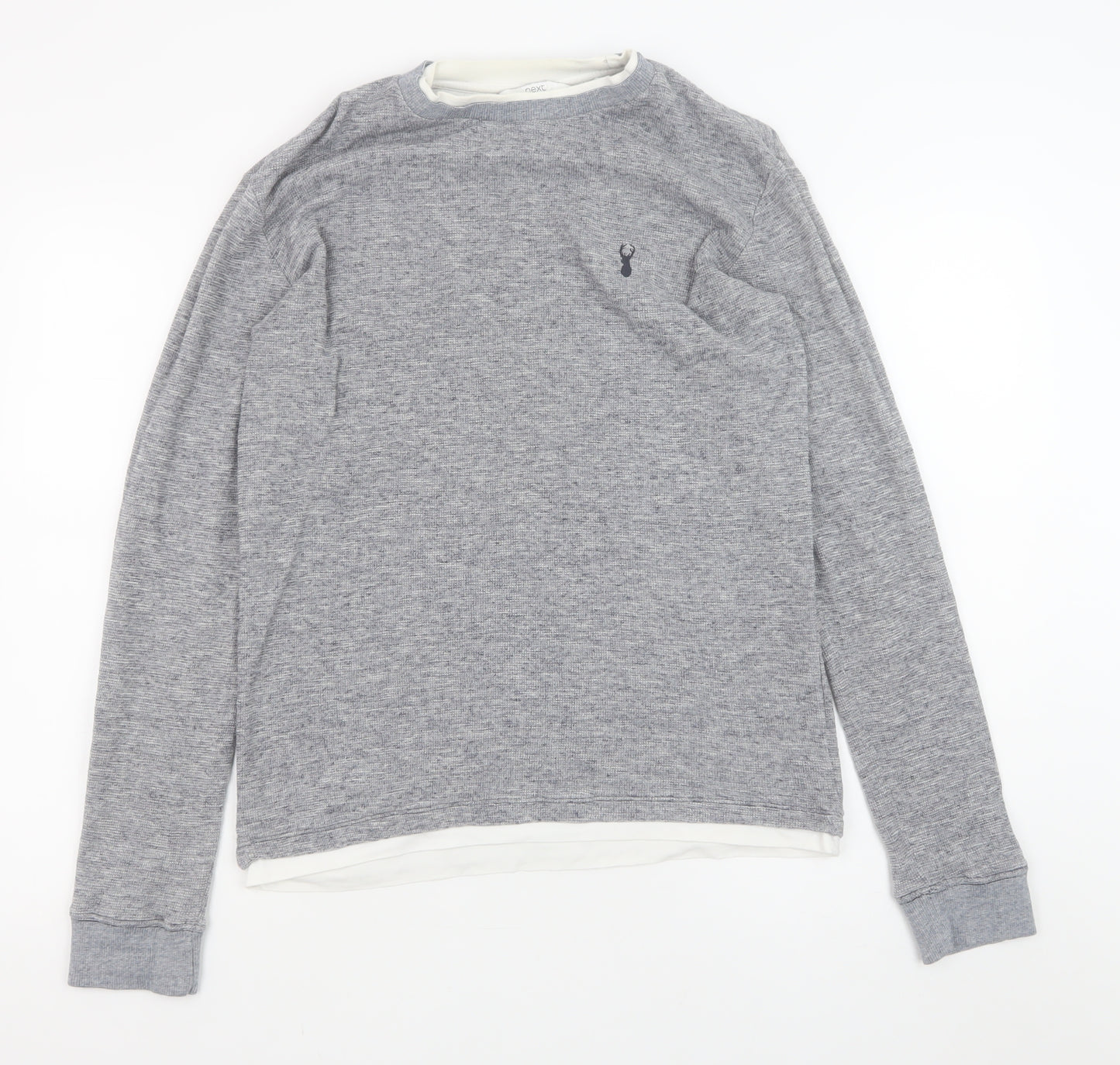Next Men's Grey Cotton Crew Neck Sweatshirt Size M Regular Fit