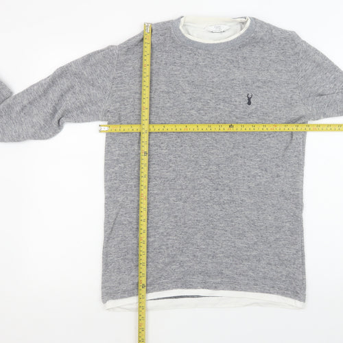 Next Men's Grey Cotton Crew Neck Sweatshirt Size M Regular Fit