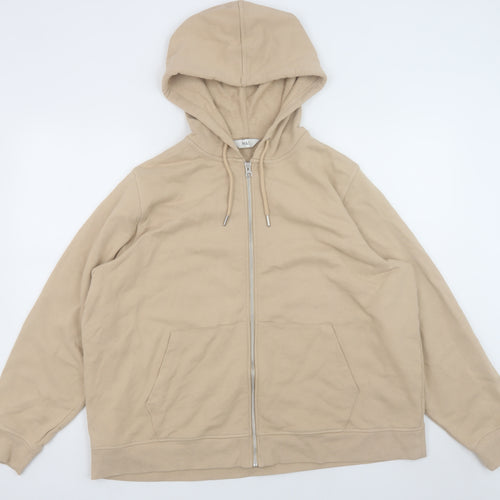 Marks and Spencer Women Beige Hooded Full Zip Cotton Jacket XL