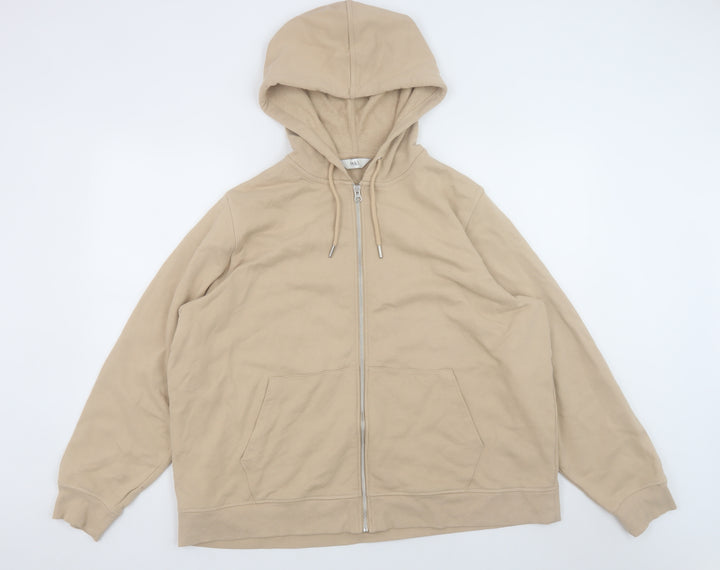 Marks and Spencer Women Beige Hooded Full Zip Cotton Jacket XL
