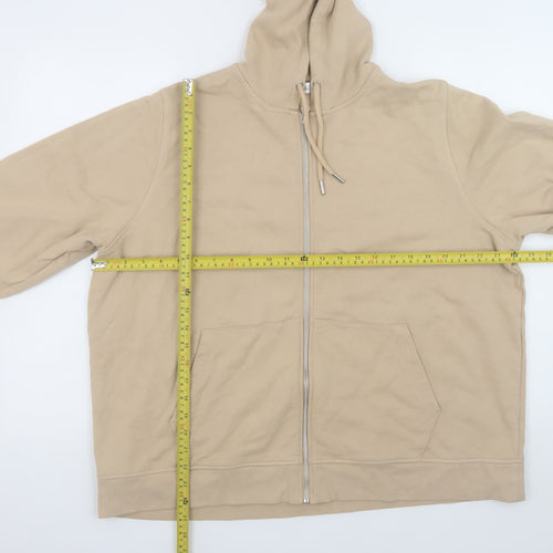 Marks and Spencer Women Beige Hooded Full Zip Cotton Jacket XL