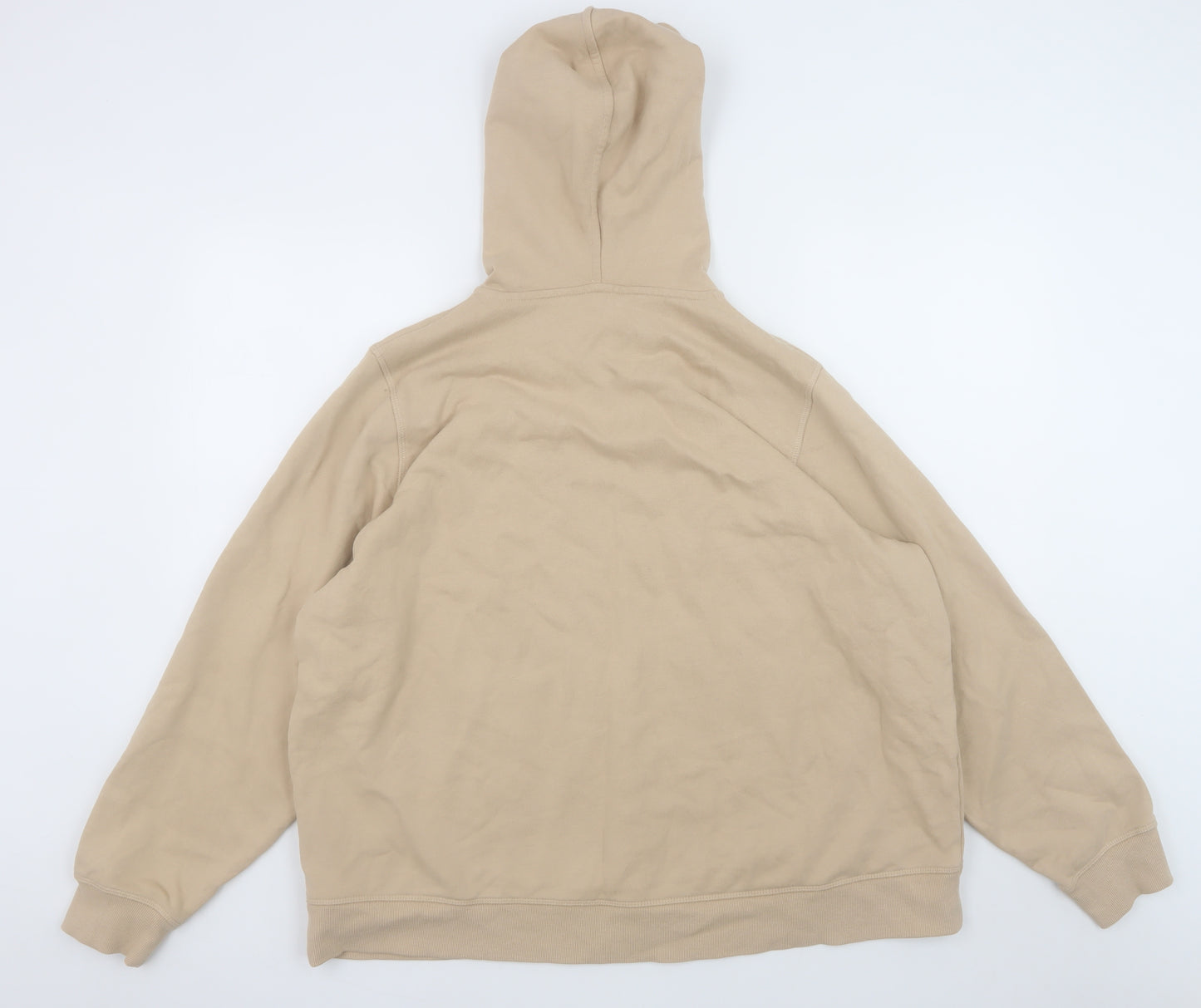 Marks and Spencer Women Beige Hooded Full Zip Cotton Jacket XL
