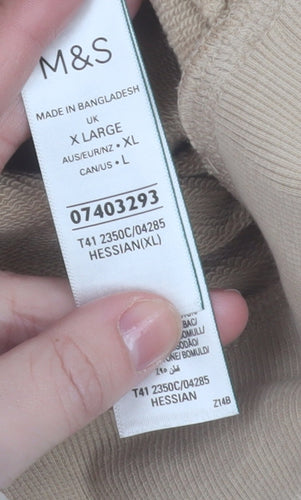 Marks and Spencer Women Beige Hooded Full Zip Cotton Jacket XL