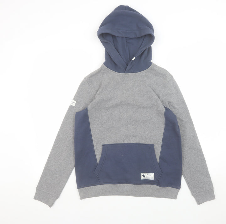 Abercrombie Kids Boys Grey Colourblock Pullover Hoodie 13-14 Years