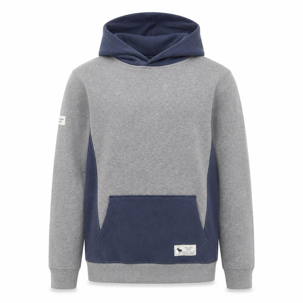 Abercrombie Kids Boys Grey Colourblock Pullover Hoodie 13-14 Years