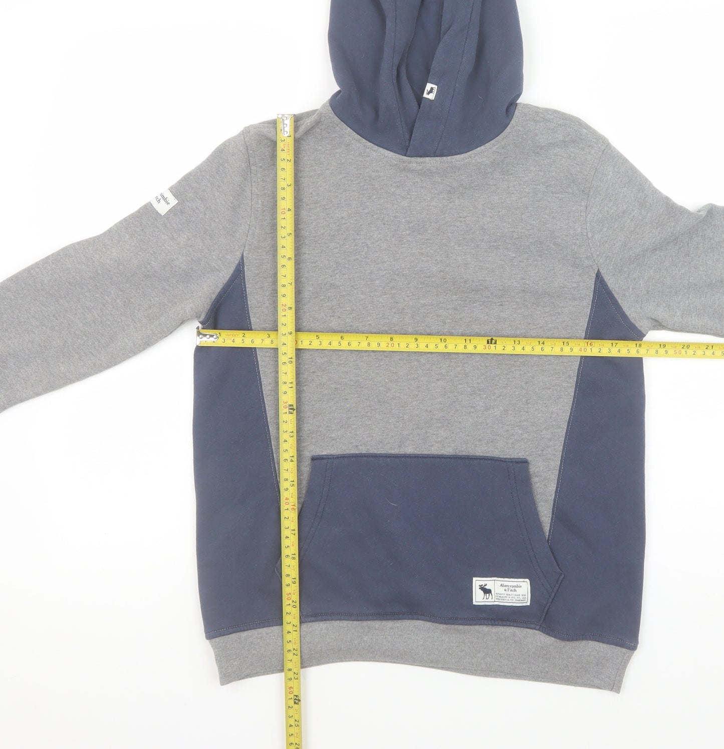 Abercrombie Kids Boys Grey Colourblock Pullover Hoodie 13-14 Years