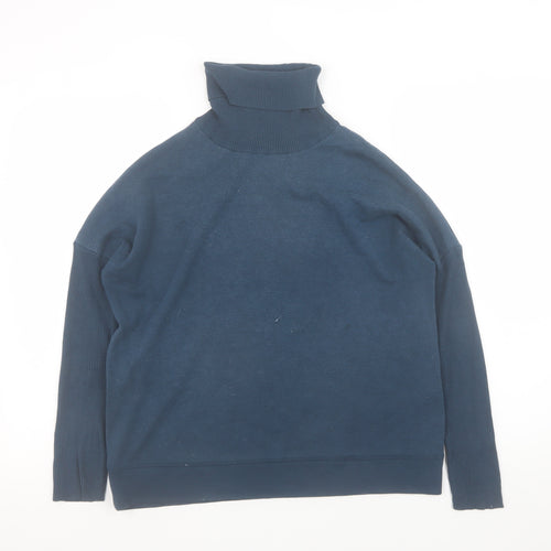 Jigsaw Women Blue Roll Neck Wool Blend Pullover Sweatshirt M