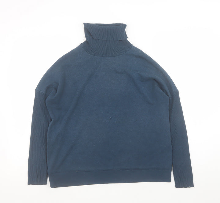 Jigsaw Women Blue Roll Neck Wool Blend Pullover Sweatshirt M