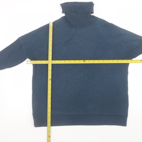 Jigsaw Women Blue Roll Neck Wool Blend Pullover Sweatshirt M
