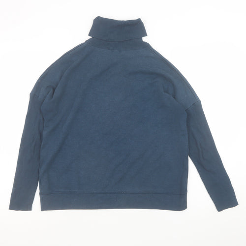 Jigsaw Women Blue Roll Neck Wool Blend Pullover Sweatshirt M