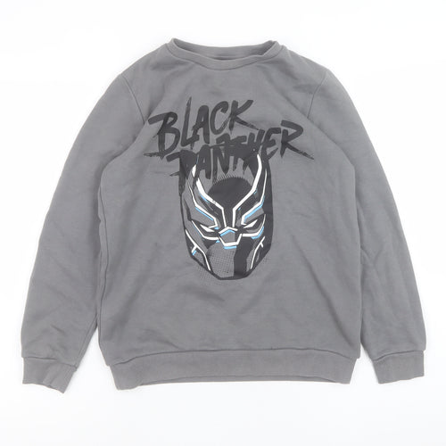 Marvel Teens Grey Black Panther Sweatshirt 11-12Y Cotton Blend