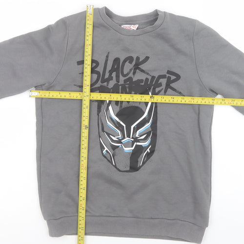 Marvel Teens Grey Black Panther Sweatshirt 11-12Y Cotton Blend