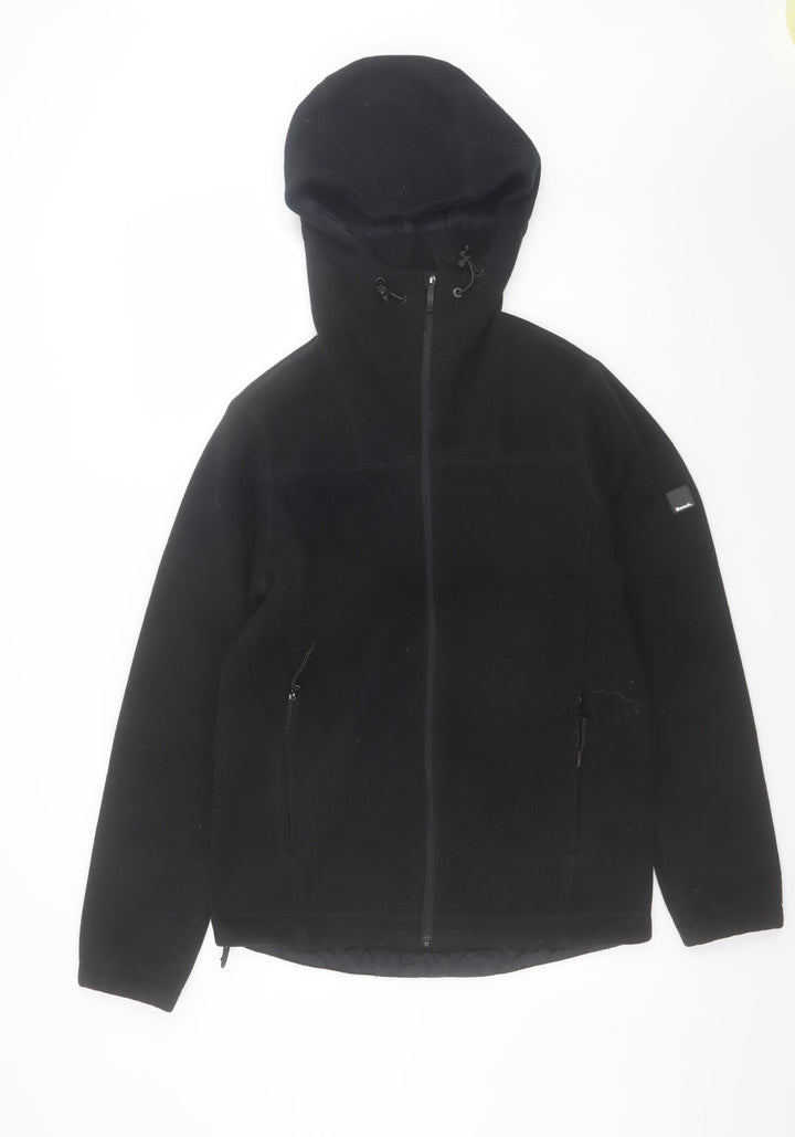 Bench Men’s Black Hooded Fleece Jacket Size S Full Zip Casual Outerwear