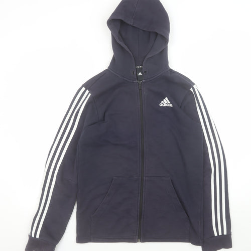 Adidas Men's Blue Hooded Full Zip Jacket Size S Sportswear