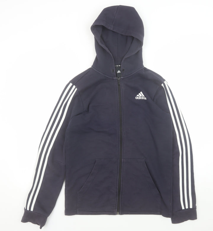 Adidas Men's Blue Hooded Full Zip Jacket Size S Sportswear