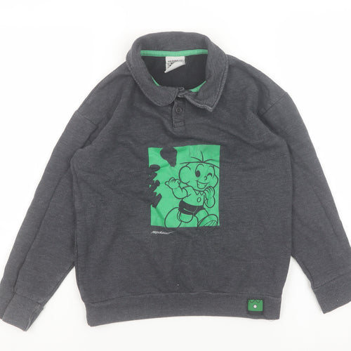 Hering Kids Boys Grey Turma da Mônica Henley Sweatshirt Age 10 Cotton Blend
