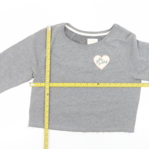 Gilly Hicks Women Grey Cropped Sweatshirt Small Cotton Blend