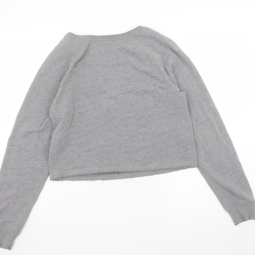 Gilly Hicks Women Grey Cropped Sweatshirt Small Cotton Blend