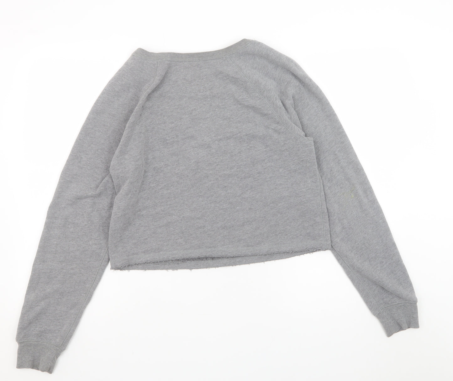 Gilly Hicks Women Grey Cropped Sweatshirt Small Cotton Blend