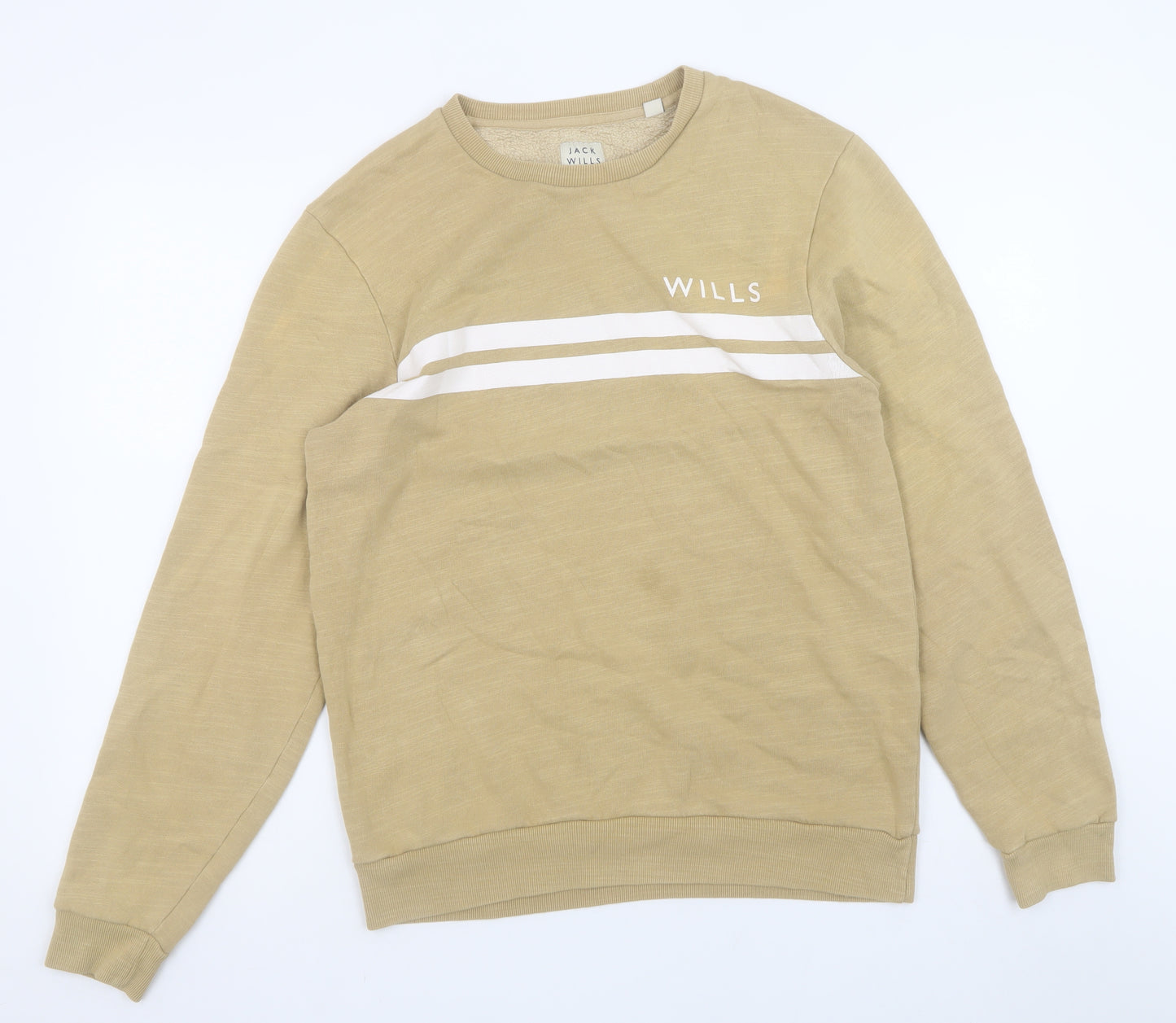 Jack Wills Men's Beige Crew Neck Logo Sweatshirt Size M