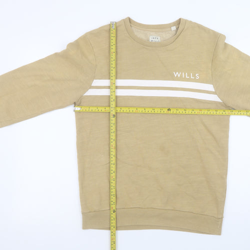 Jack Wills Men's Beige Crew Neck Logo Sweatshirt Size M