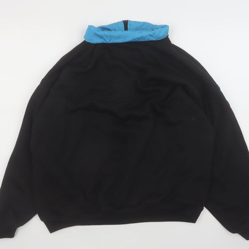 Bocoo Men's Black Colourblock 80s Half Zip Sweatshirt XL Retro Style