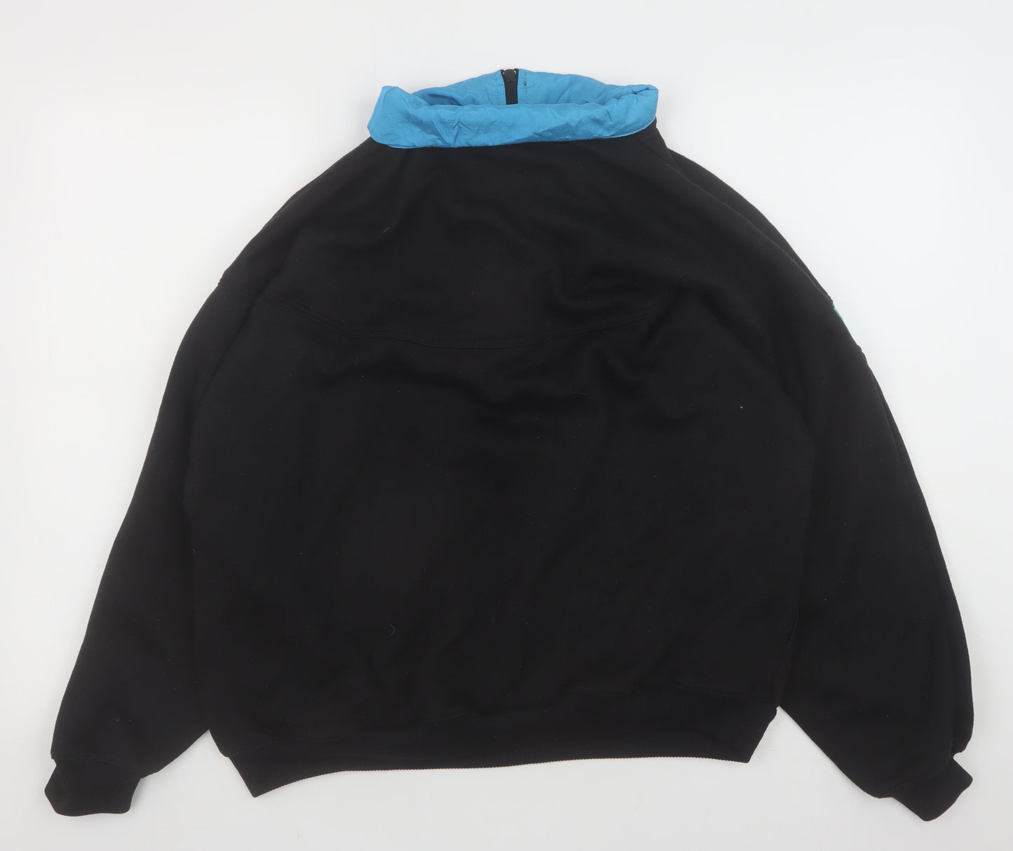 Bocoo Men's Black Colourblock 80s Half Zip Sweatshirt XL Retro Style
