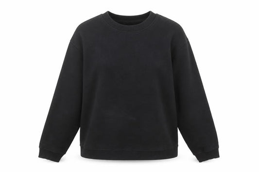 Front view of Zara Women Black L Pullover Sweatshirt Crew Neck Long Sleeve