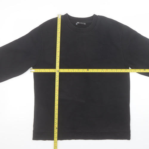 Zara Women Black L Pullover Sweatshirt Crew Neck Long Sleeve