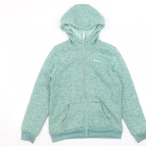 Mountain Warehouse Girls Green Hooded Full Zip Fleece Jacket 11-12 Years