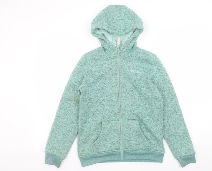 Mountain Warehouse Girls Green Hooded Full Zip Fleece Jacket 11-12 Years