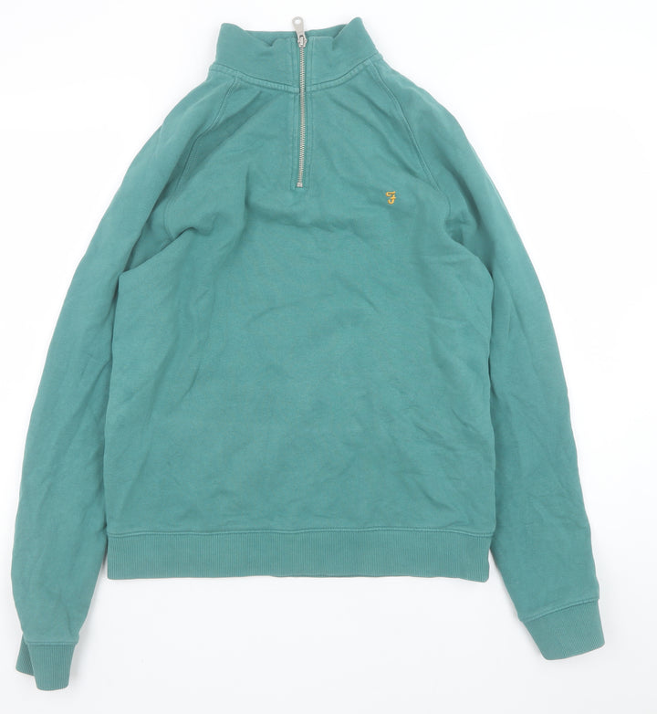 Farah Men's Green 1/4 Zip Cotton Sweatshirt Size L
