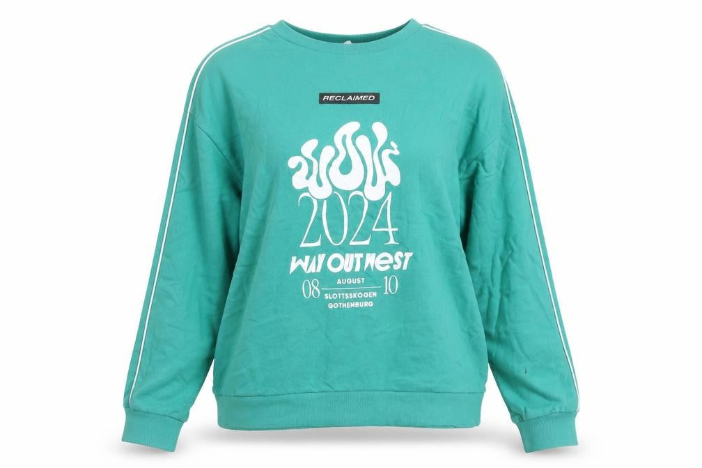 Front view of Reclaimed Vintage Women's Green Pullover Sweatshirt M Way Out West 2024