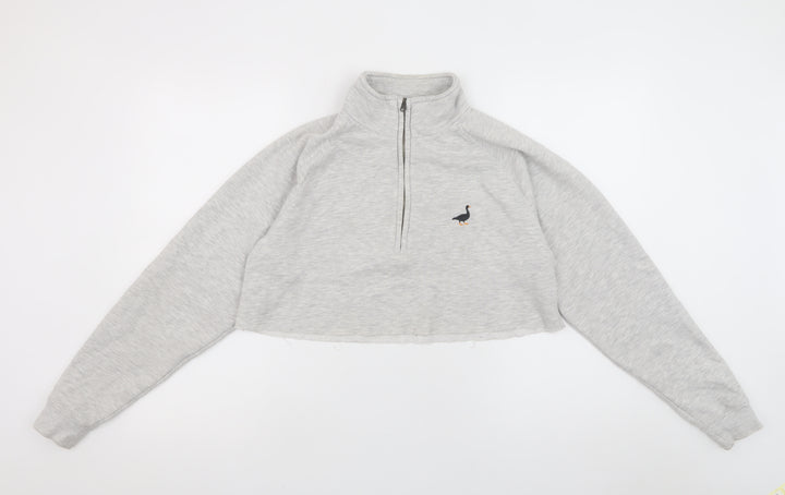 G&G Women Grey 1/4 Zip Cropped Sweatshirt Small Relaxed Fit