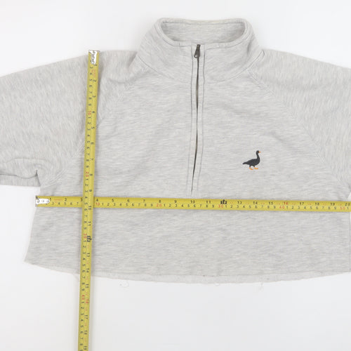 G&G Women Grey 1/4 Zip Cropped Sweatshirt Small Relaxed Fit