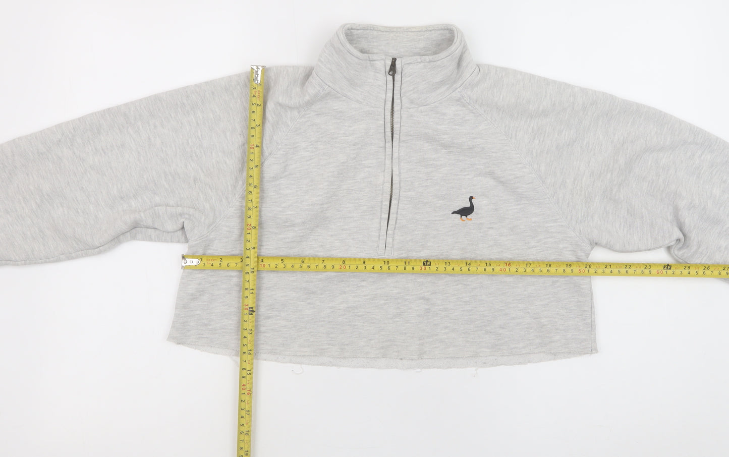 G&G Women Grey 1/4 Zip Cropped Sweatshirt Small Relaxed Fit