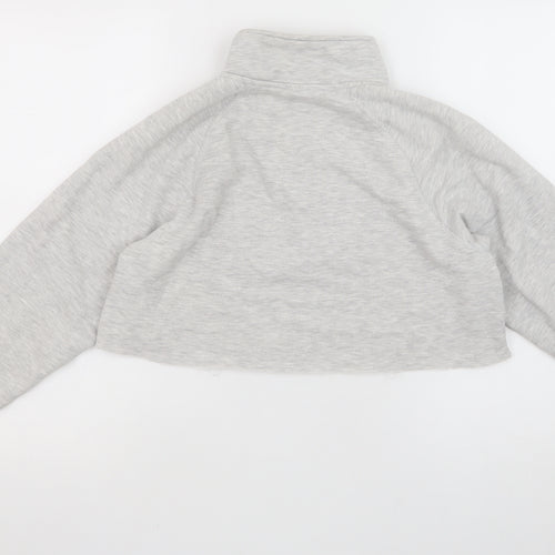 G&G Women Grey 1/4 Zip Cropped Sweatshirt Small Relaxed Fit