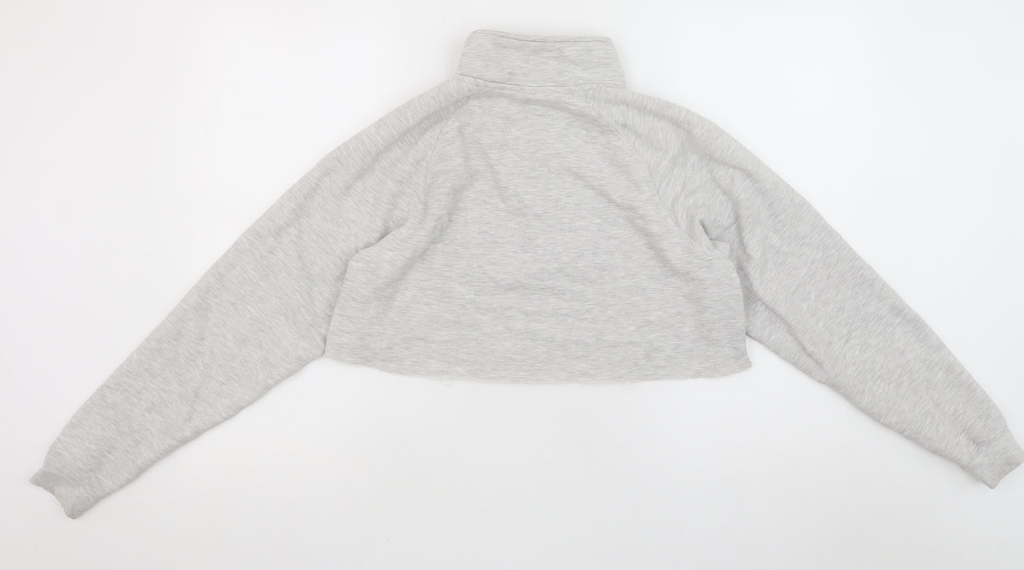 G&G Women Grey 1/4 Zip Cropped Sweatshirt Small Relaxed Fit