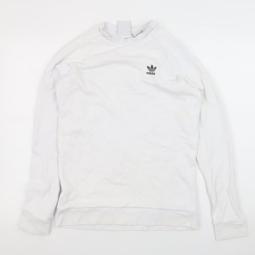 Adidas Men’s White Crew Neck Long Sleeve Pullover Sweatshirt Size S