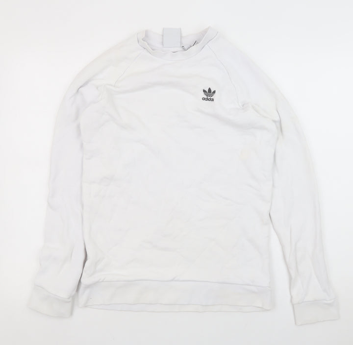 Adidas Men’s White Crew Neck Long Sleeve Pullover Sweatshirt Size S