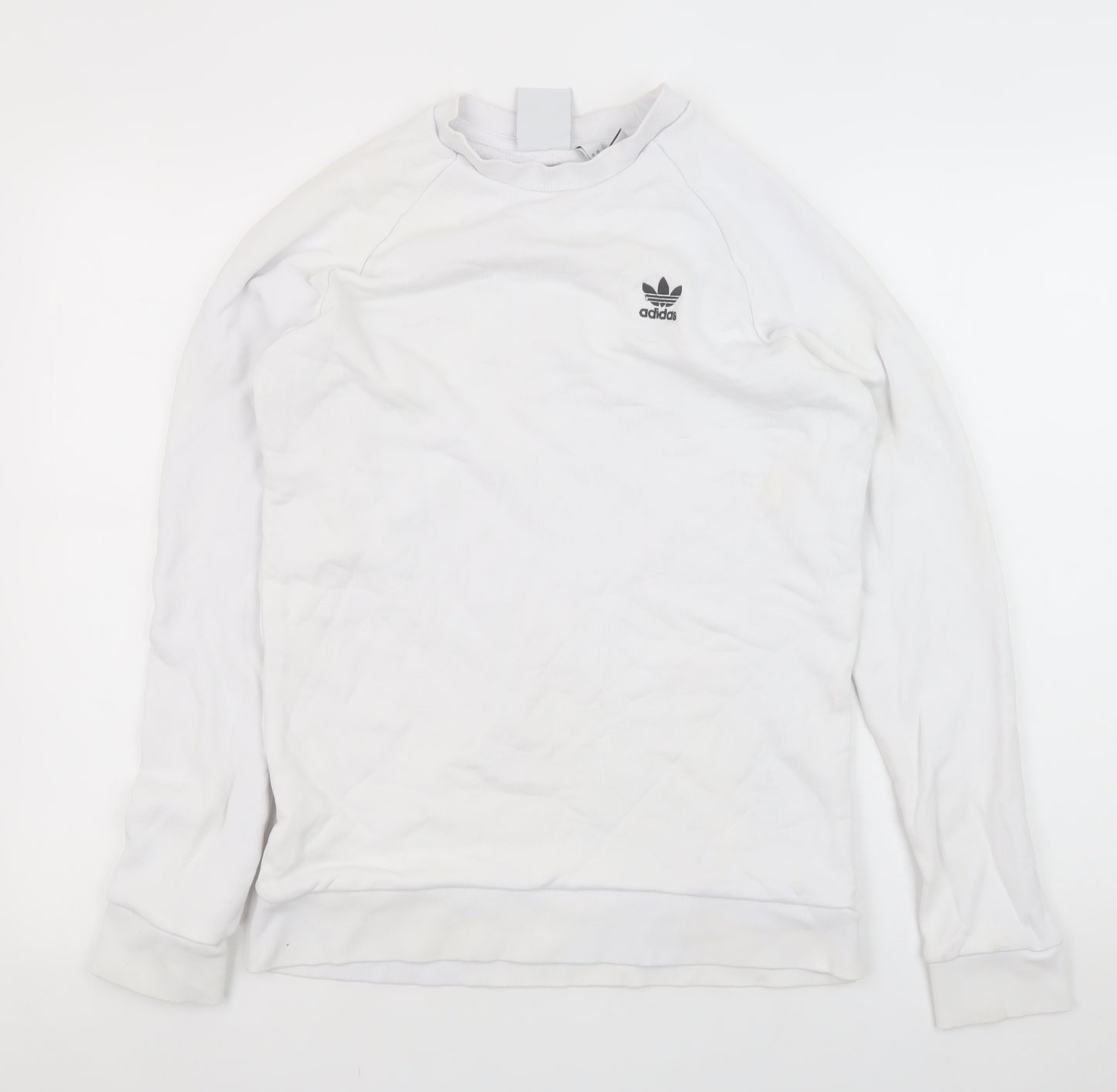 Adidas Men’s White Crew Neck Long Sleeve Pullover Sweatshirt Size S
