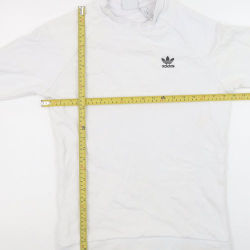 Adidas Men’s White Crew Neck Long Sleeve Pullover Sweatshirt Size S