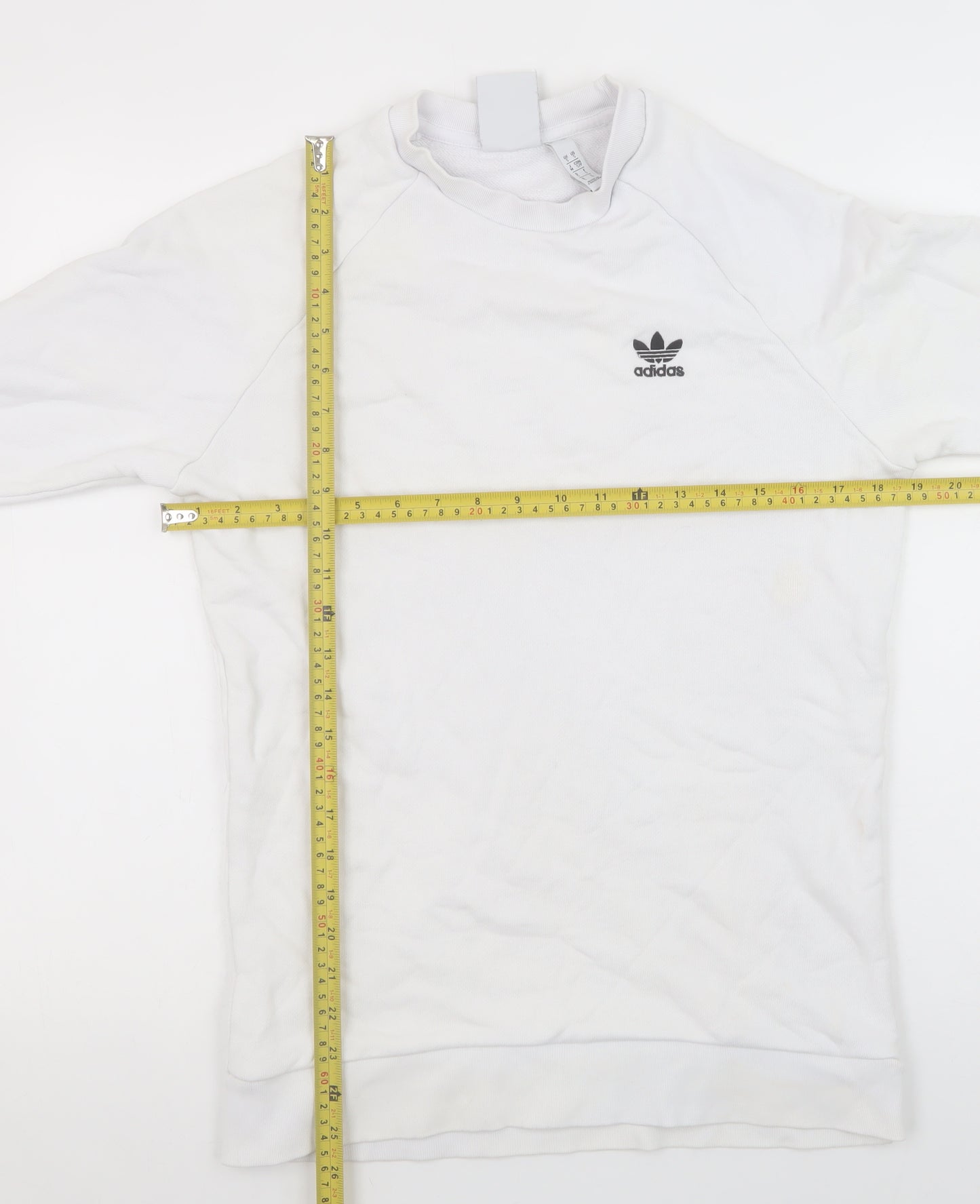 Adidas Men’s White Crew Neck Long Sleeve Pullover Sweatshirt Size S