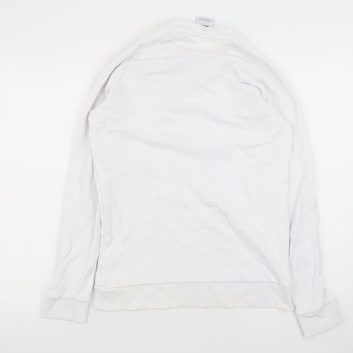 Adidas Men’s White Crew Neck Long Sleeve Pullover Sweatshirt Size S